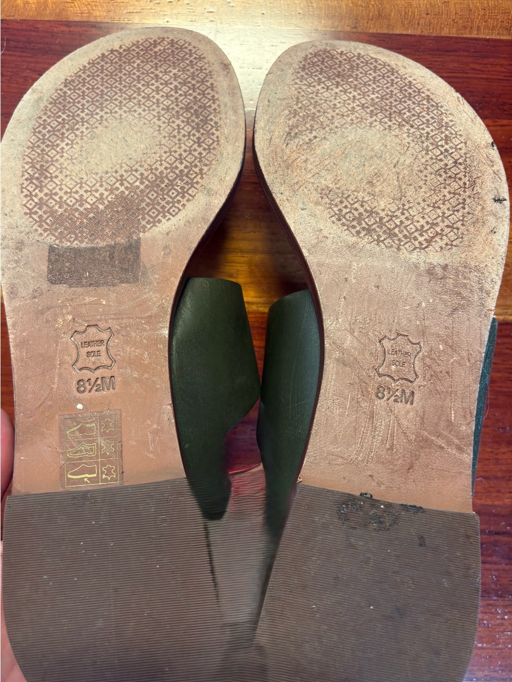 Tory Burch Brannan Studded Sandals in Olive Green Leather with Gold Hardware - Picture 12 of 14